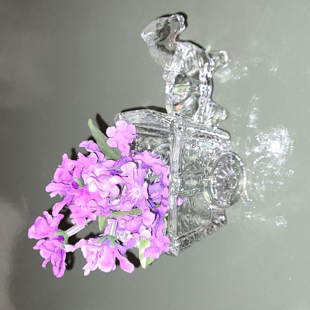 Vintage Jeannette Glass Horse Pony Cart Planter Trinket Dish Donkey Candy Bowl